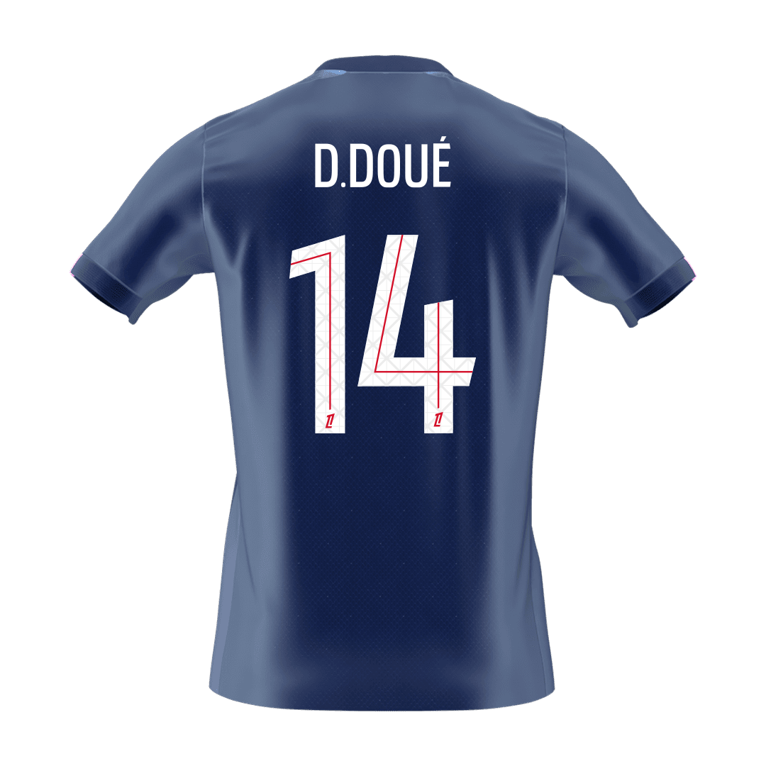 Camiseta D.DOUÉ #14 PSG 2025/26 Primera Equipación - Version Hincha - Calidad premium