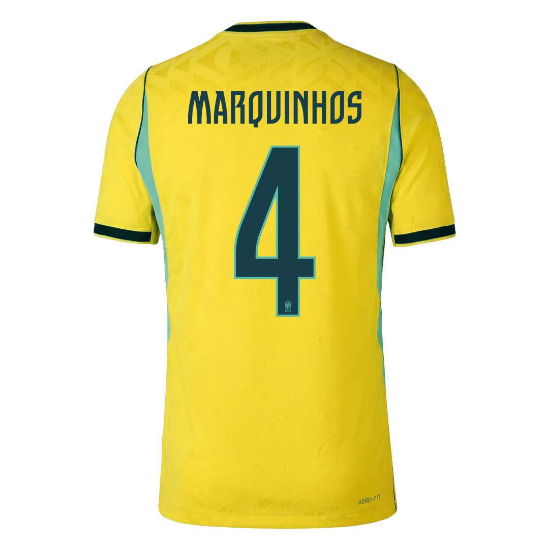 Camiseta Auténtica MARQUINHOS #4 Brazil 2026 Primera Equipación Copa del Mundo - Version Jugador