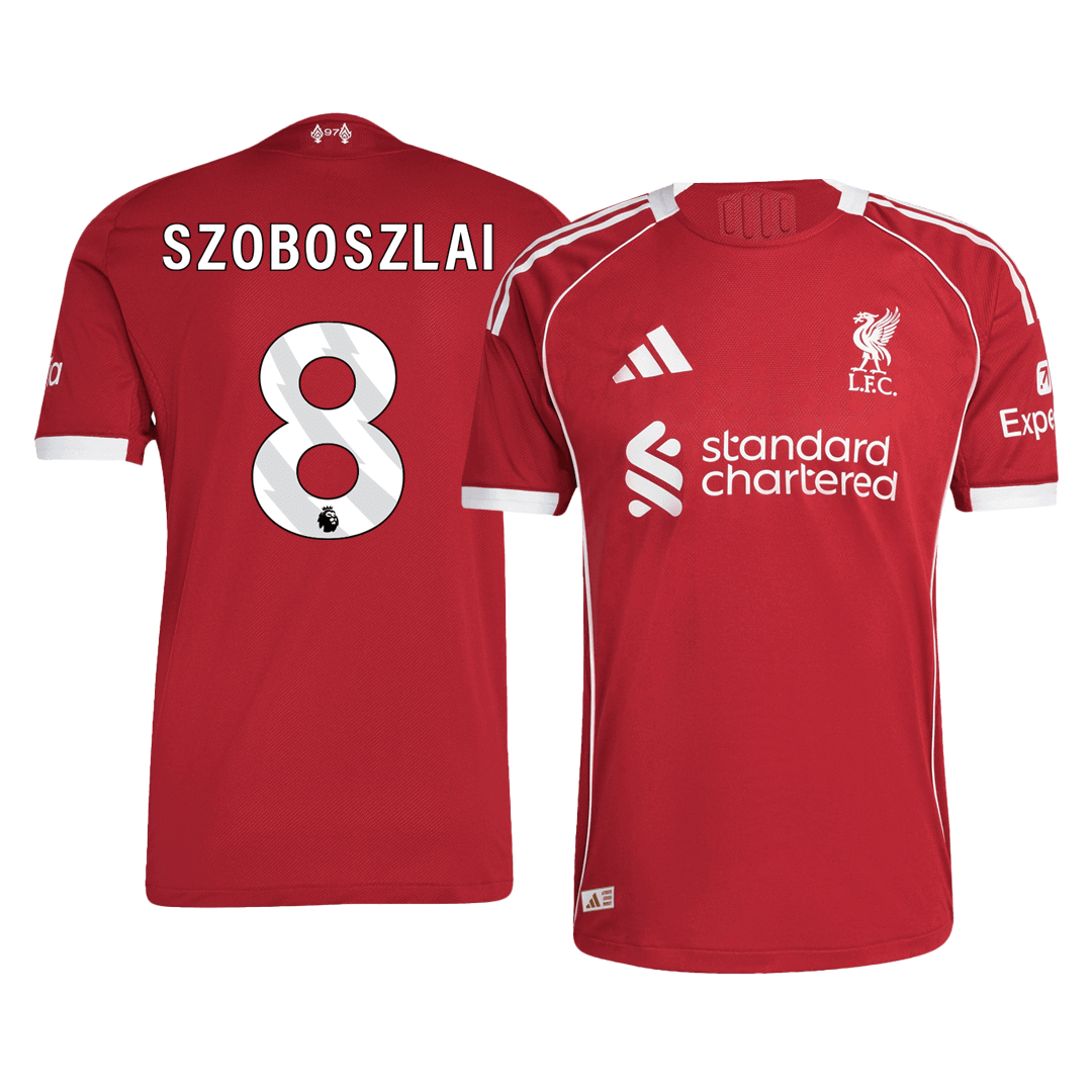 Camiseta Auténtica SZOBOSZLAI #8 Liverpool 2025/26 Primera Equipación - Version Jugador