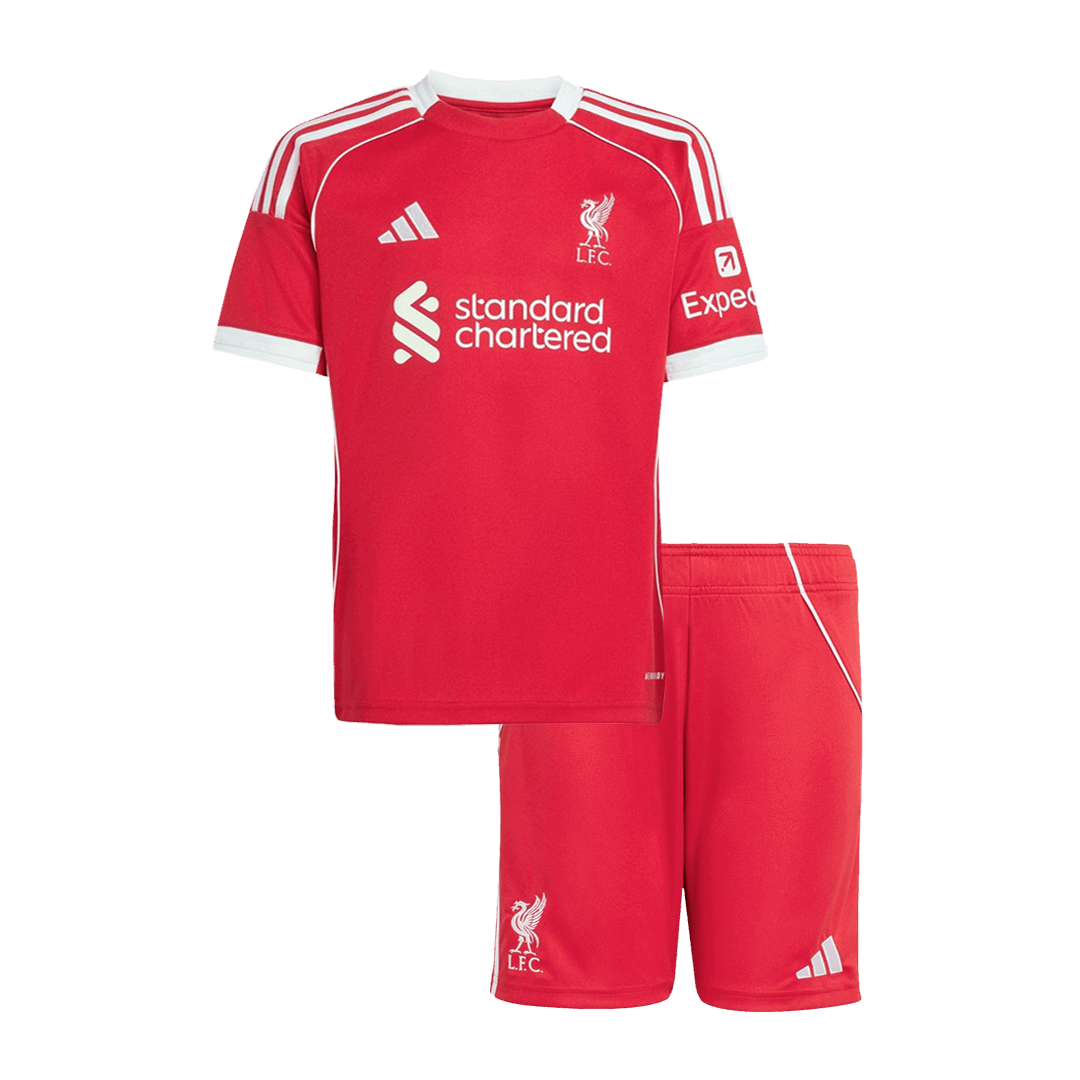 Miniconjunto Liverpool 2025/26 Primera Equipación Niño camiseta de fútbol