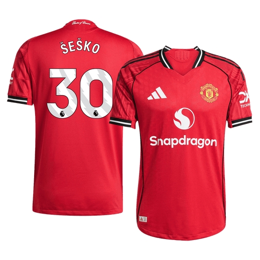 Camiseta Auténtica ŠEŠKO #30 Manchester United 2025/26 Primera Equipación-Versión Jugador