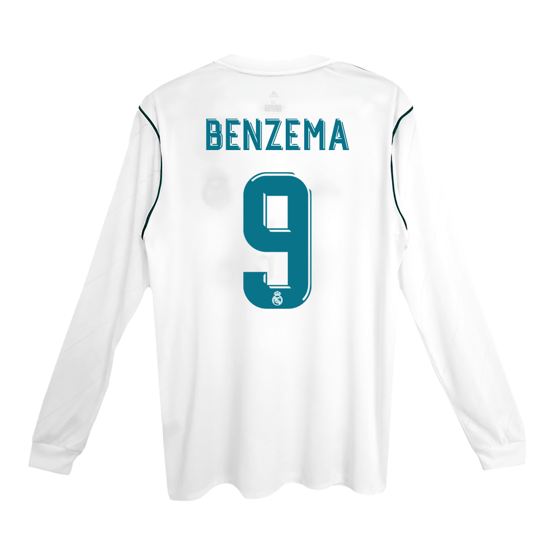 Camiseta Retro 2017/18 BENZEMA #9 Real Madrid Primera Equipación Manga Larga 2025/26