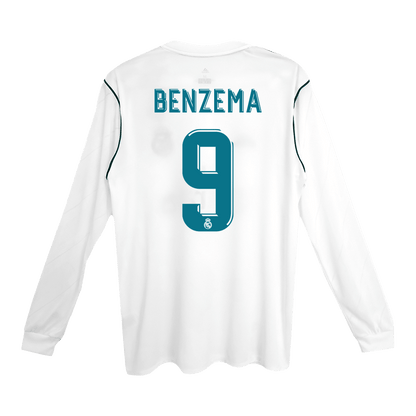 Camiseta Retro 2017/18 BENZEMA #9 Real Madrid Primera Equipación Manga Larga 2025/26