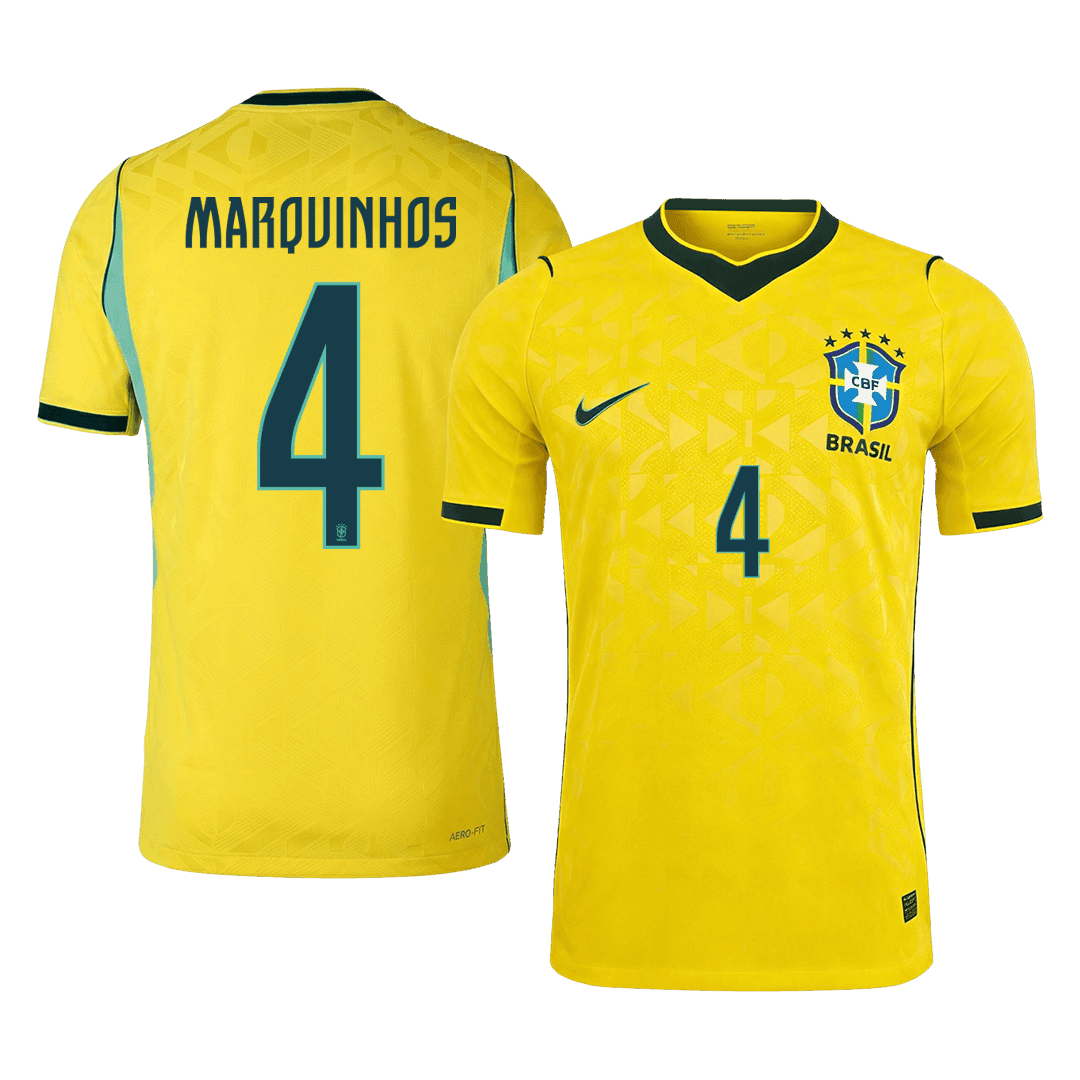 Camiseta Auténtica MARQUINHOS #4 Brazil 2026 Primera Equipación Copa del Mundo - Version Jugador