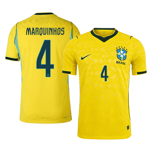 Camiseta Auténtica MARQUINHOS #4 Brazil 2026 Primera Equipación Copa del Mundo - Version Jugador