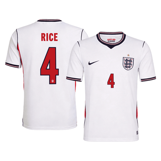 Camiseta RICE #4 England 2026 Primera Equipación Copa del Mundo - Versión Hincha