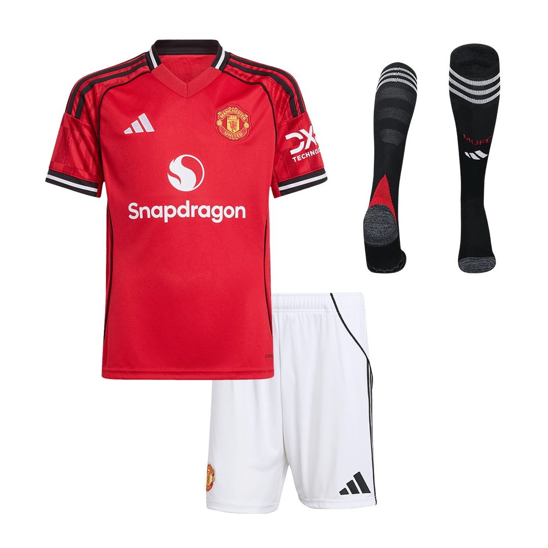 Conjunto Infantil Completo Manchester United 2025/26 Primera Equipación camiseta de fútbol