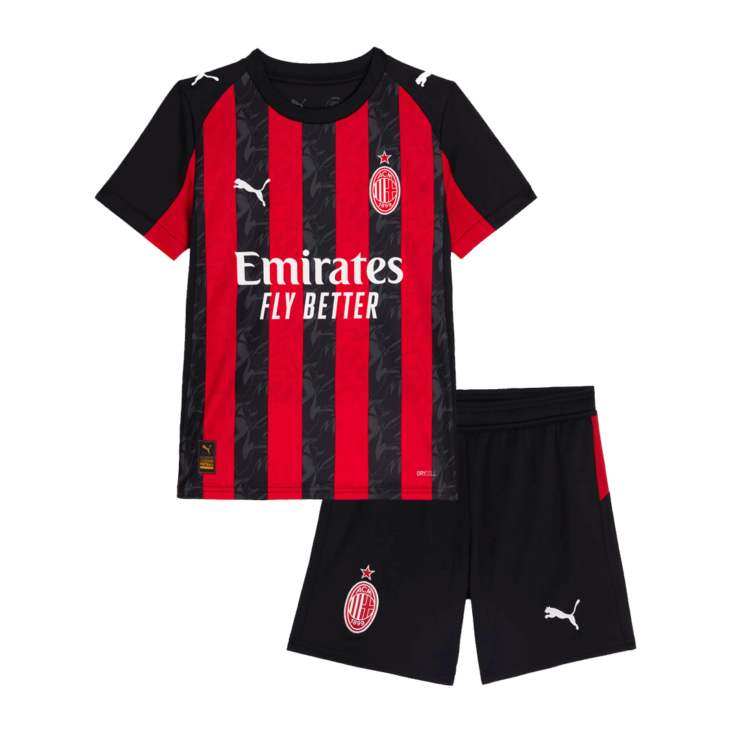 Miniconjunto AC Milan 2025/26 Primera Equipación Niño camiseta de fútbol