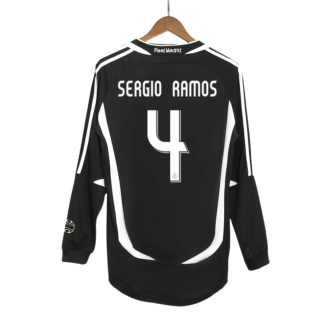 Retro 2006/07 SERGIO RAMOS #4 Real Madrid Segunda Equipación Manga Larga camiseta de fútbol 2025/26