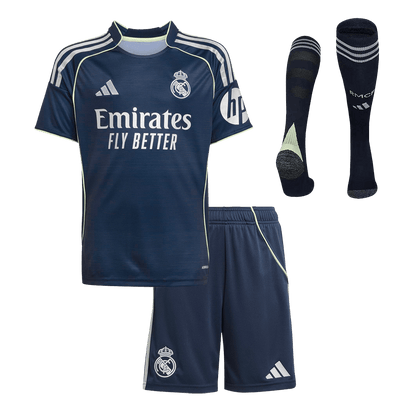 Calidad Premium Conjunto Infantil Completo Real Madrid 2025/26 Segunda Equipación Kids camiseta de f