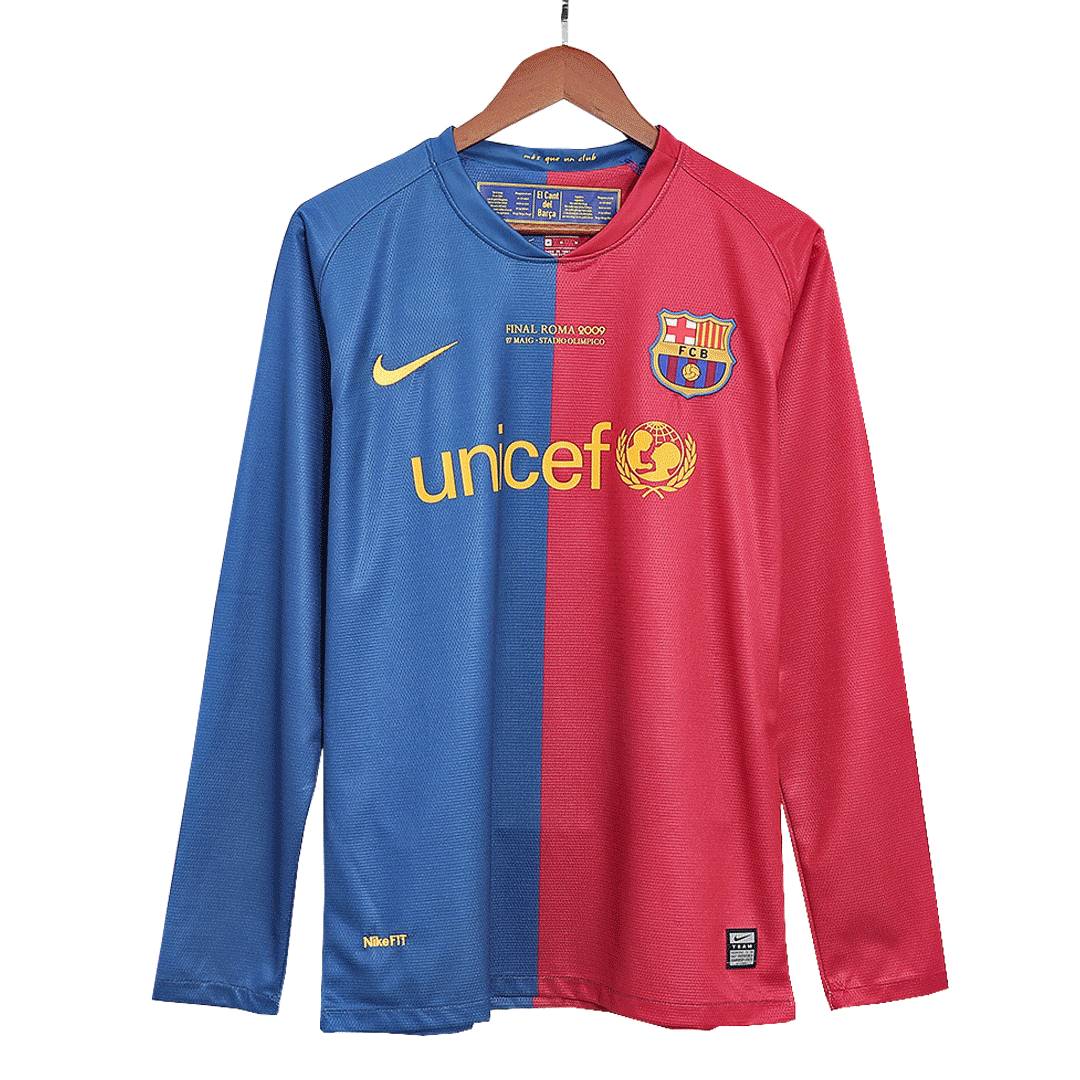 UCL Camiseta Retro 2008/09 Barcelona Primera Equipación Manga Larga 2025/26