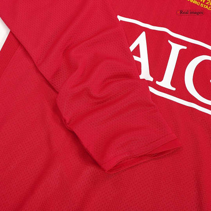 Tricouri Fotbal Vintage Manchester United Acasă 2007/08 Mânecă Lungă - UCL Final