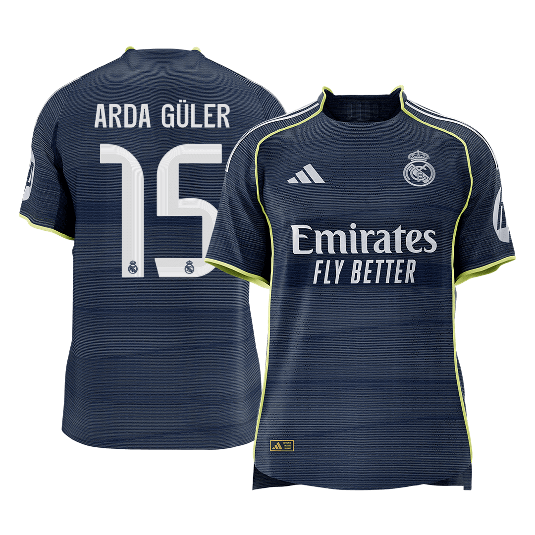 Calidad Premium Camiseta Auténtica ARDA GÜLER #15 Real Madrid 2025/26 Segunda Equipación -Versión Ju