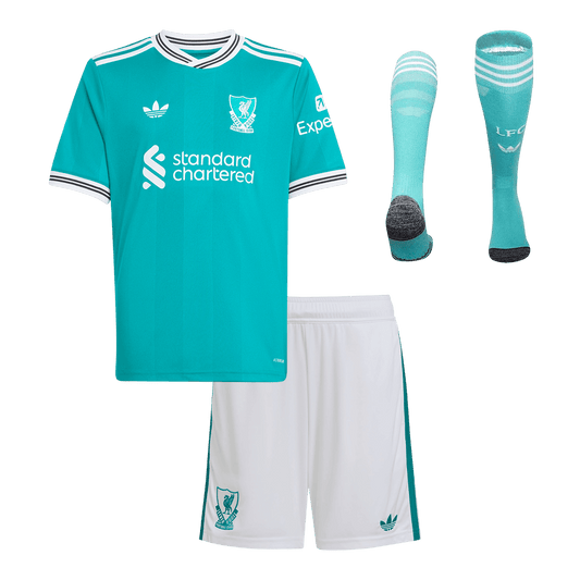 Conjunto Infantil Completo Liverpool 2025/26 Tercera Equipación Kids camiseta de fútbol