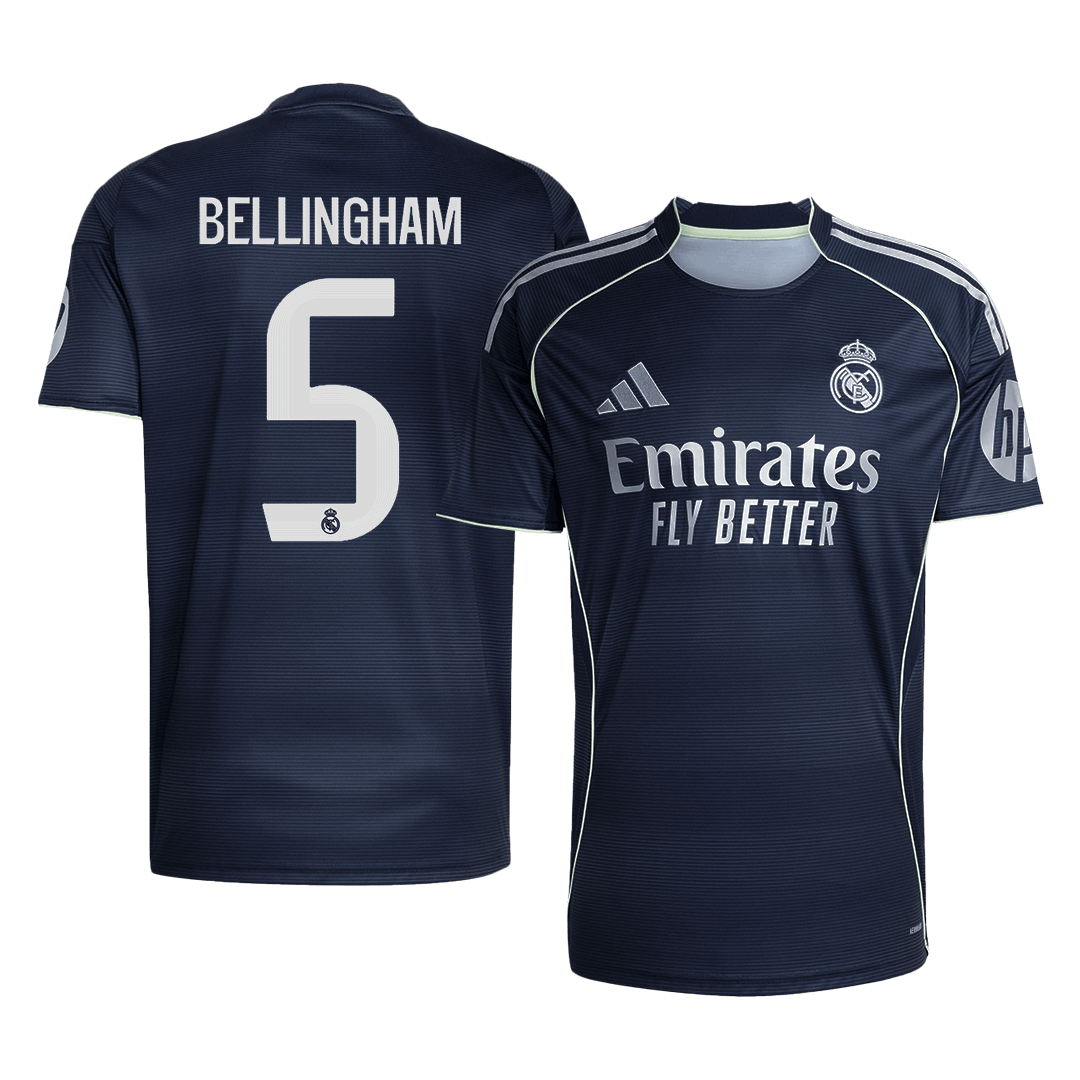 Tricouri Fotbal Real Madrid BELLINGHAM #5 Deplasare 2025/26 (mărime mare) - Premium