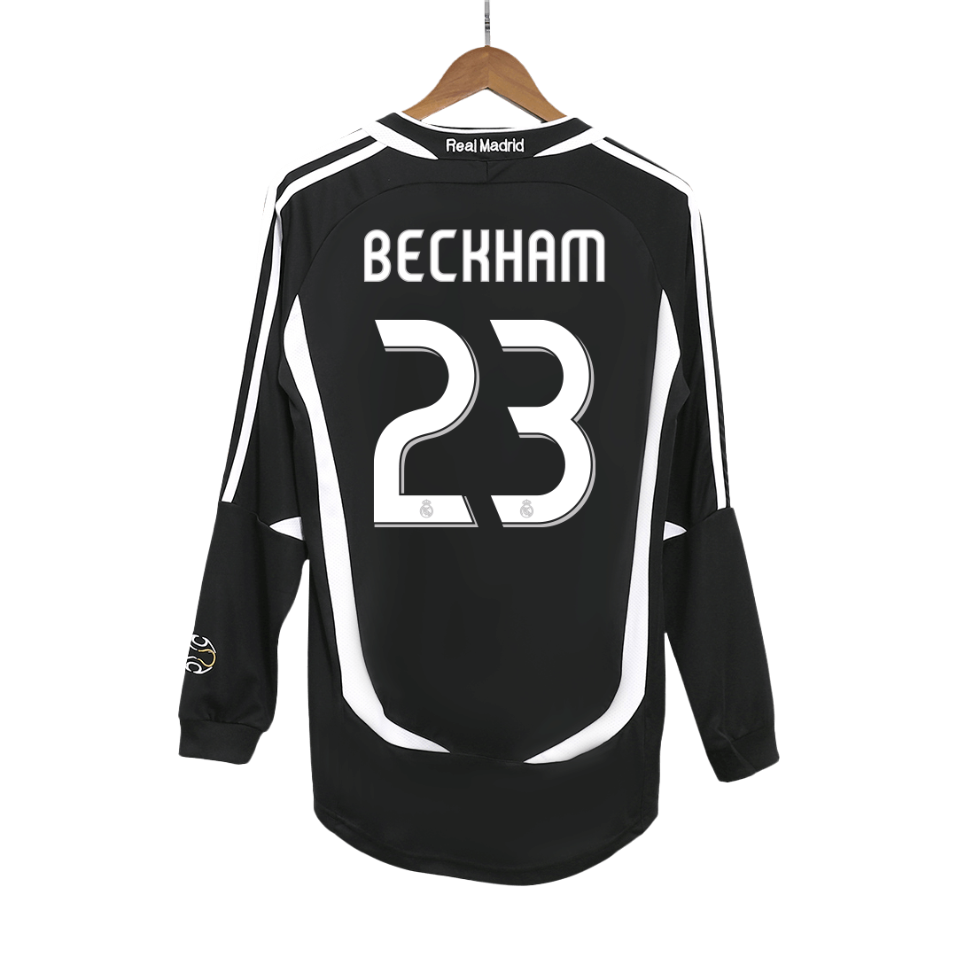 Retro 2006/07 BECKHAM #23 Real Madrid Segunda Equipación Manga Larga camiseta de fútbol 2025/26
