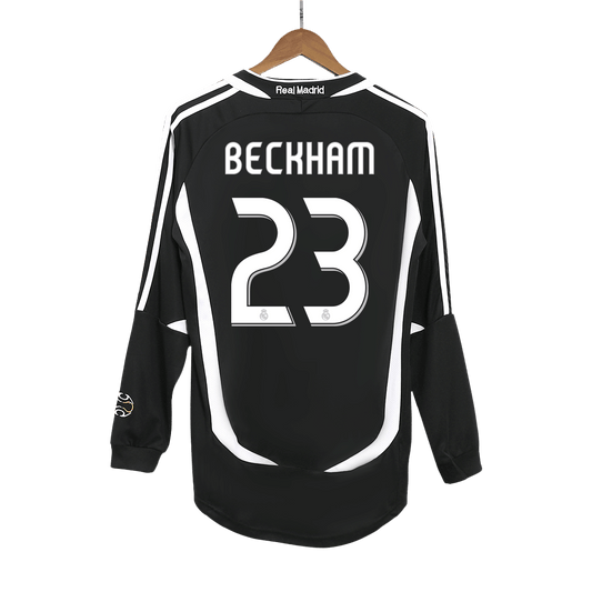 Retro 2006/07 BECKHAM #23 Real Madrid Segunda Equipación Manga Larga camiseta de fútbol 2025/26