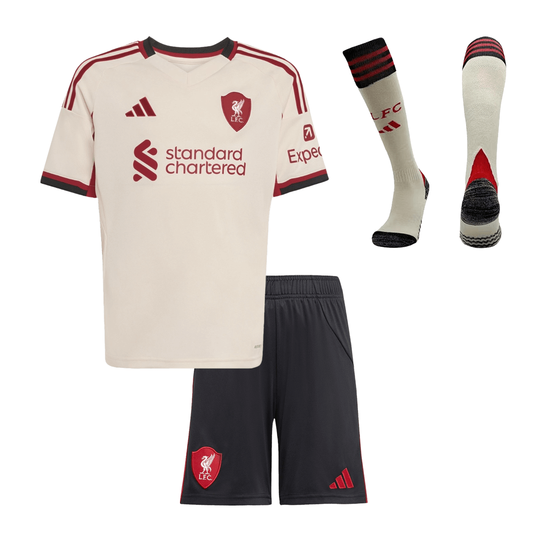 Conjunto Infantil Completo Liverpool 2025/26 Segunda Equipación Kids camiseta de fútbol