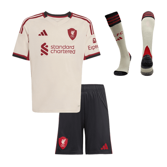 Conjunto Infantil Completo Liverpool 2025/26 Segunda Equipación Kids camiseta de fútbol