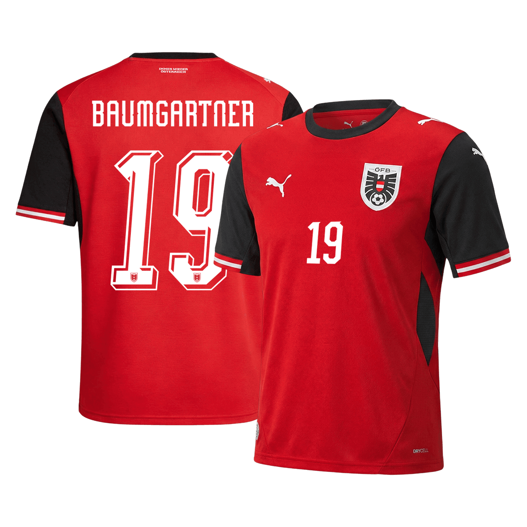 Camiseta BAUMGARTNER #19 Austria 2026 Primera Equipación Copa del Mundo - Versión Hincha