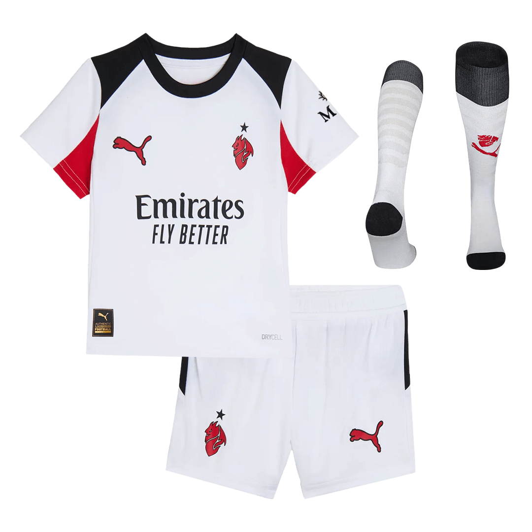 Conjunto Infantil Completo AC Milan 2025/26 Segunda Equipación Kids camiseta de fútbol