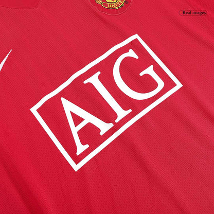 Tricouri Fotbal Vintage Manchester United Acasă 2007/08 Mânecă Lungă