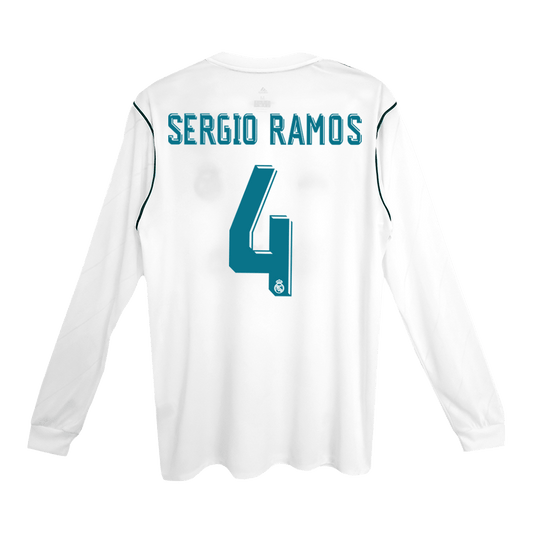 Camiseta Retro 2017/18 SERGIO RAMOS #4 Real Madrid Primera Equipación  Manga Larga 2025/26