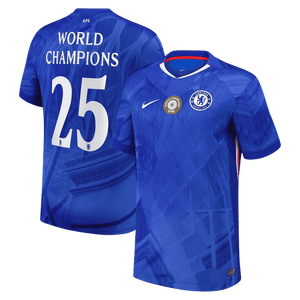Tricouri Fotbal Chelsea WORLD CHAMPIONS #25 Acasă 2025/26 cu emblemă pe piept - Premium