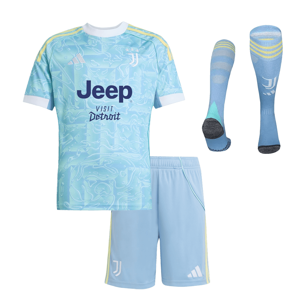 Conjunto Infantil Completo Juventus 2025/26 Segunda Equipación Kids camiseta de fútbol